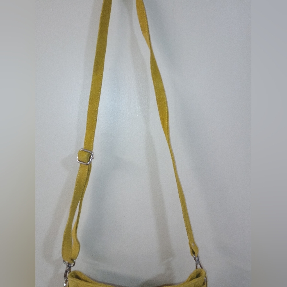 Embroidered Yellow Crossbody Bag with Fringe - Picture 11 of 14